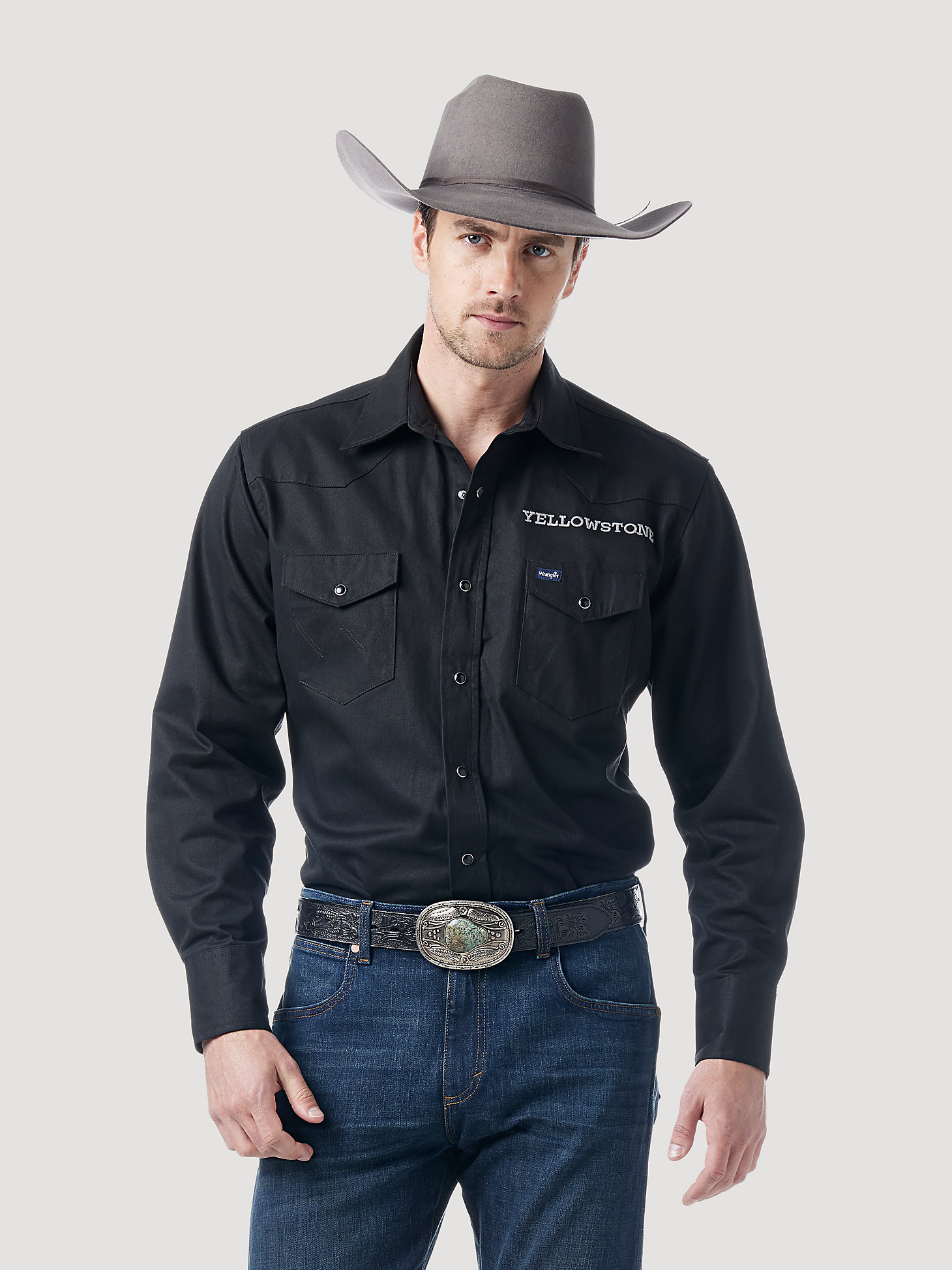 Wrangler x Yellowstone Desertscape Twill Snap Shirt in Black main view