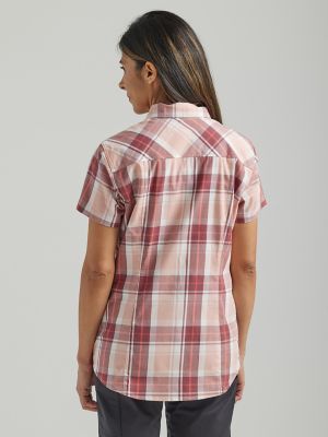 Ladies' Pink Short Sleeve Button Down