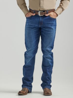 Jeans hombre wrangler celeste calce ajustado, talla 42