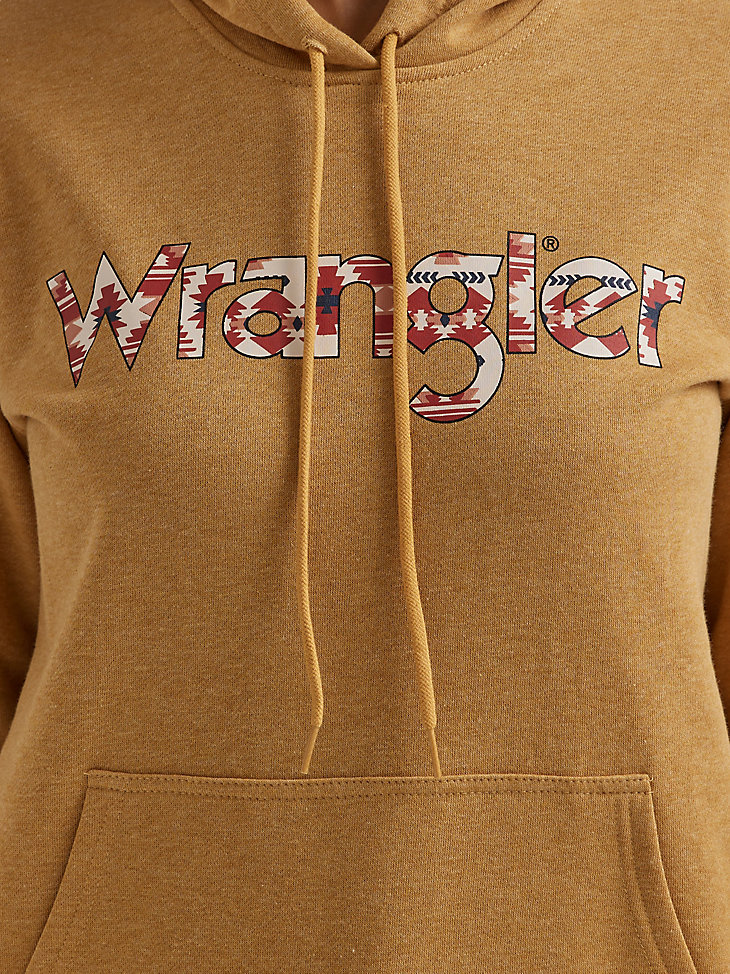 Women's Wrangler Retro® Serape Logo Pullover Hoodie in Mustard alternative view 2