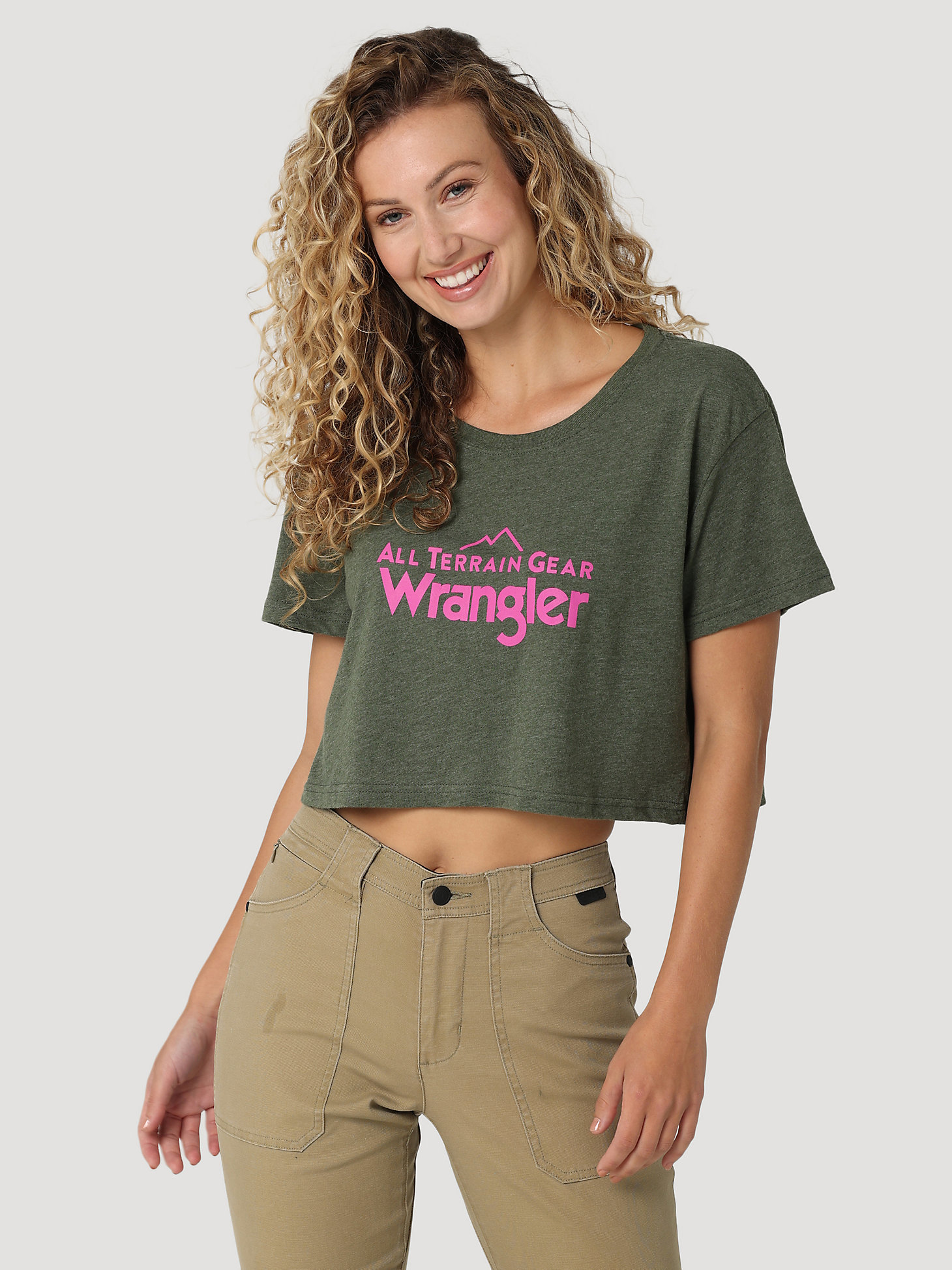 ATG By Wrangler™ Women's Logo Graphic Crop Tee in Black Forest Heather main view
