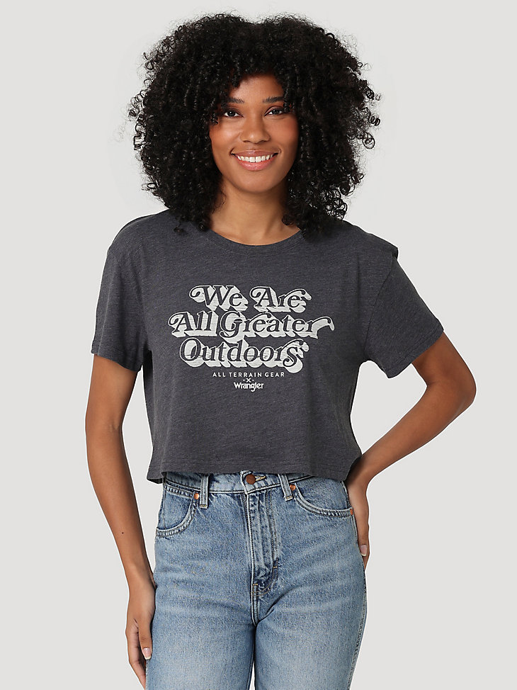 ATG By Wrangler™ Women's Boyfriend Crop Graphic Tee in Charcoal main view