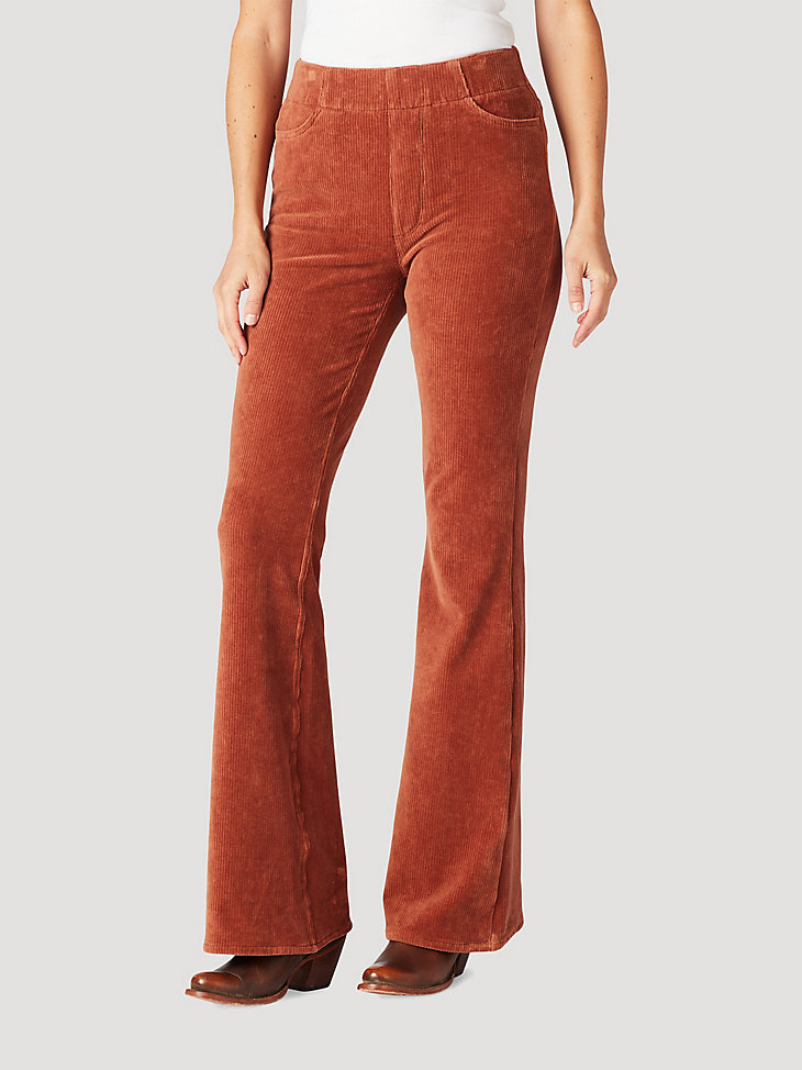 Women's High Rise Pull On Flare Jean in Cinnamon main view