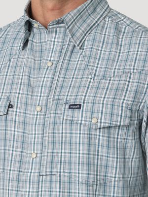 Men's Wrangler® Flannel Plaid Shirt in Vaporous Gray