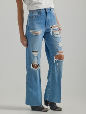 Custom High Waist Straight Baggy Wide Leg Plus Size Mom Jeans for