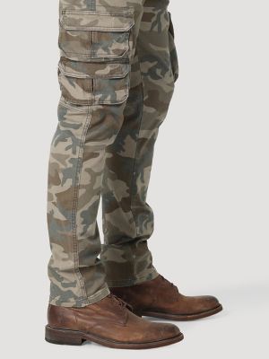 Men's Wrangler® Flex Tapered Cargo Pant in Brown Jungle Camo