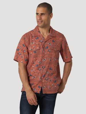 Red Bandana Pattern Men's Hawaiian Shirt Casual Button Down Tops Short  Sleeve Shirts with Pocket at  Men’s Clothing store