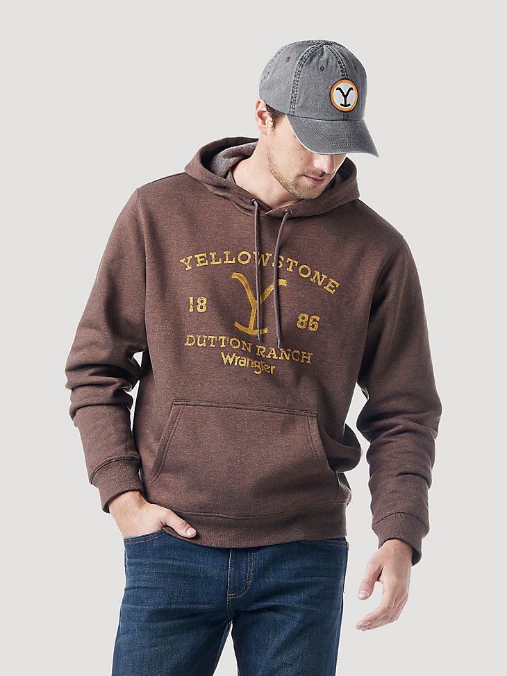 Wrangler x Yellowstone Dutton Ranch 1886 Hoodie in Brown Heather main view