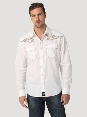 Cross Flap White Check Shirt, Shirts for Men