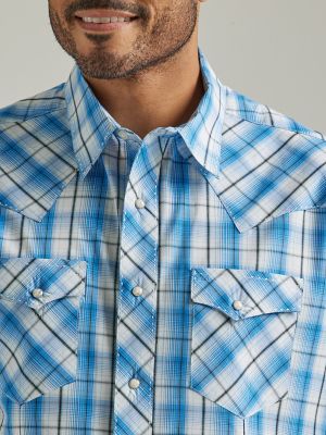Men's Wrangler® Fashion Snap Short Sleeve Western Snap Plaid Shirt ...