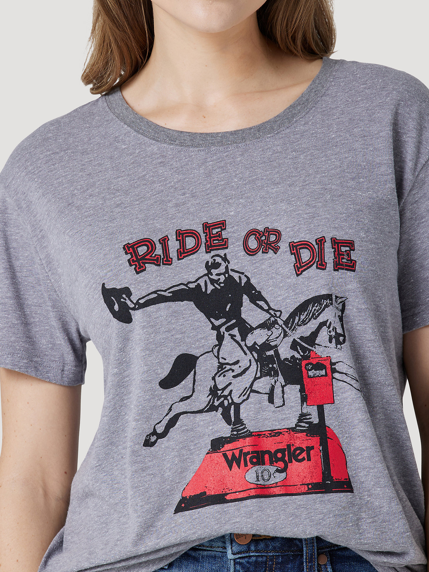 Women's Wrangler Ride Or Die Boyfriend Graphic Tee in Graphite alternative view 2