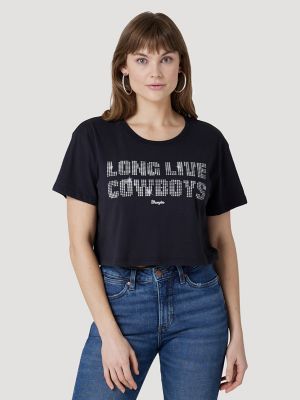 Women's Wrangler Long Live Cowboys Boyfriend Crop Tee