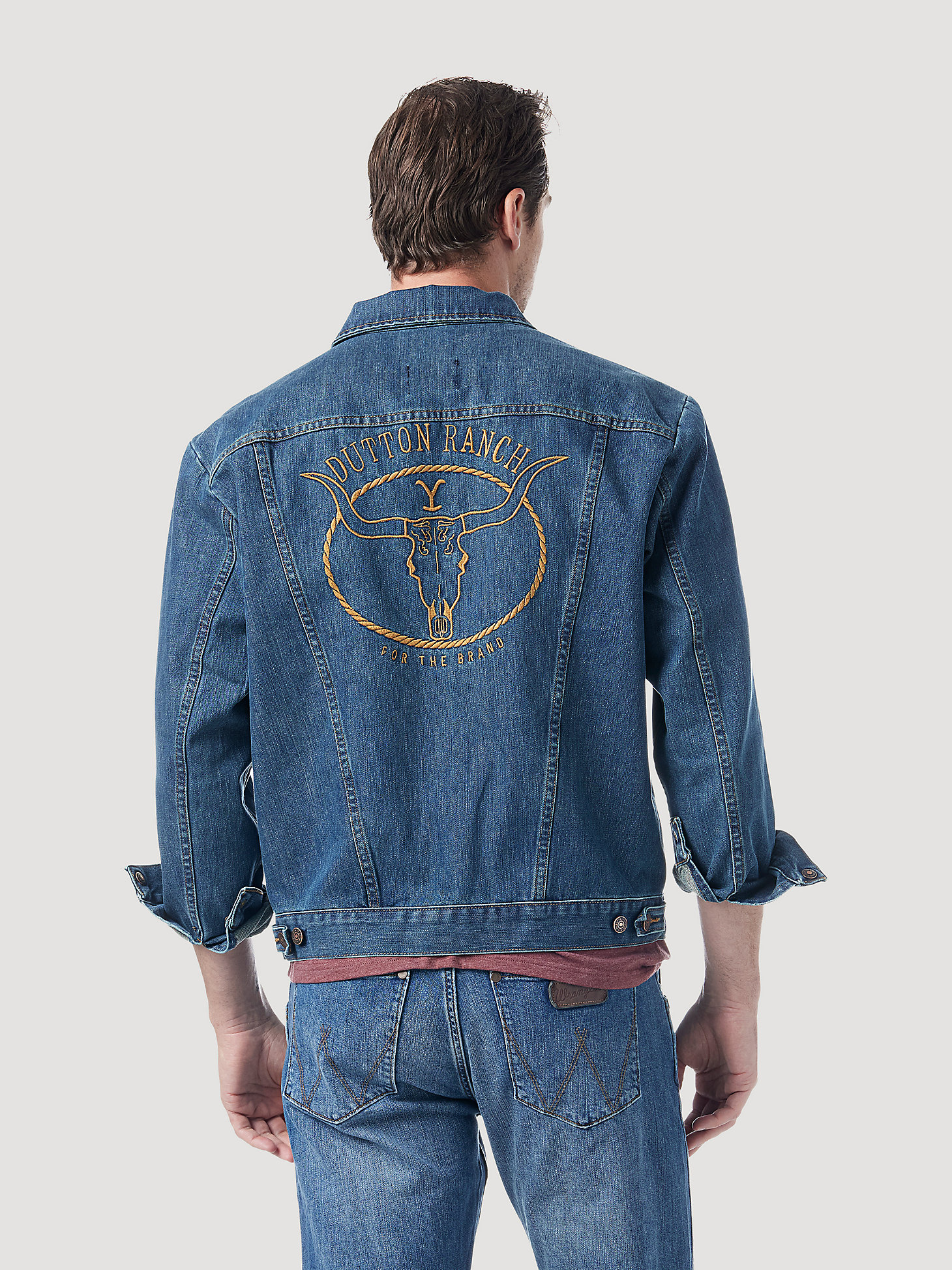 Wrangler x Yellowstone For the Brand Steer Head Unlined Denim Jacket in Rocky Top alternative view 1