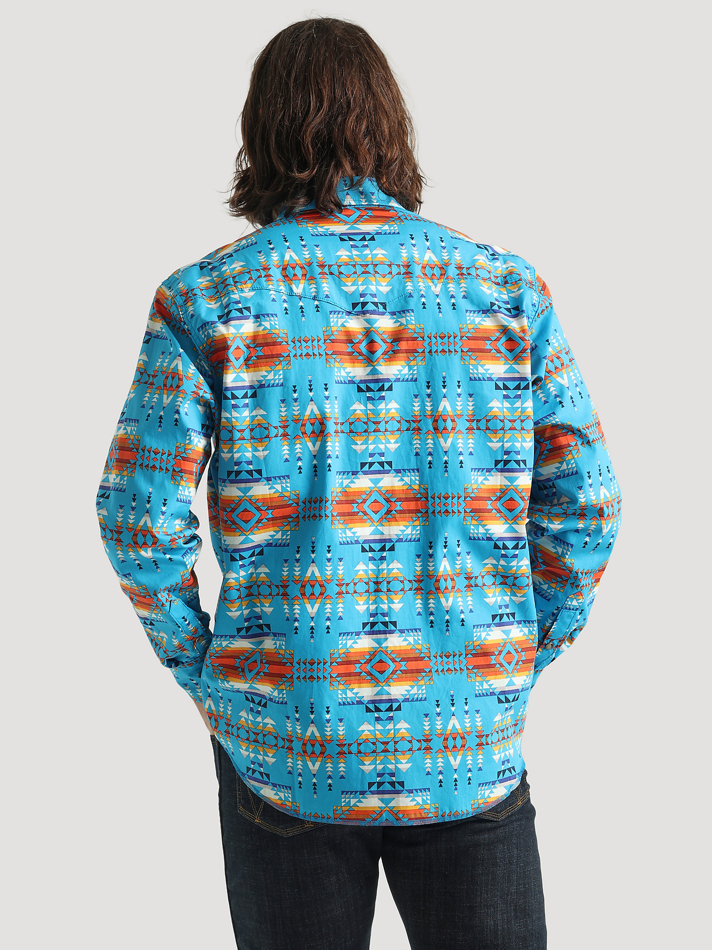 Wrangler x Pendleton Men's Plaid Inlay Work Shirt in Turquoise Print alternative view 1