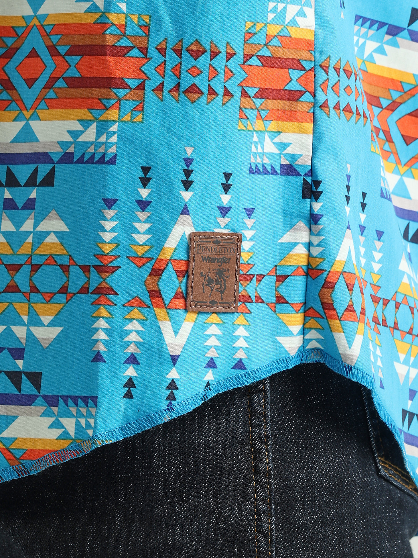 Wrangler x Pendleton Men's Plaid Inlay Work Shirt in Turquoise Print alternative view 4