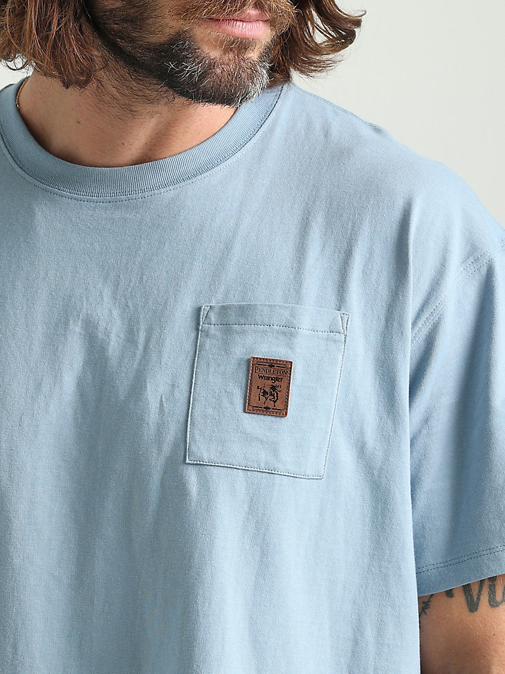 Wrangler x Pendleton Men's Pocket T-Shirt in Faded Denim alternative view 2
