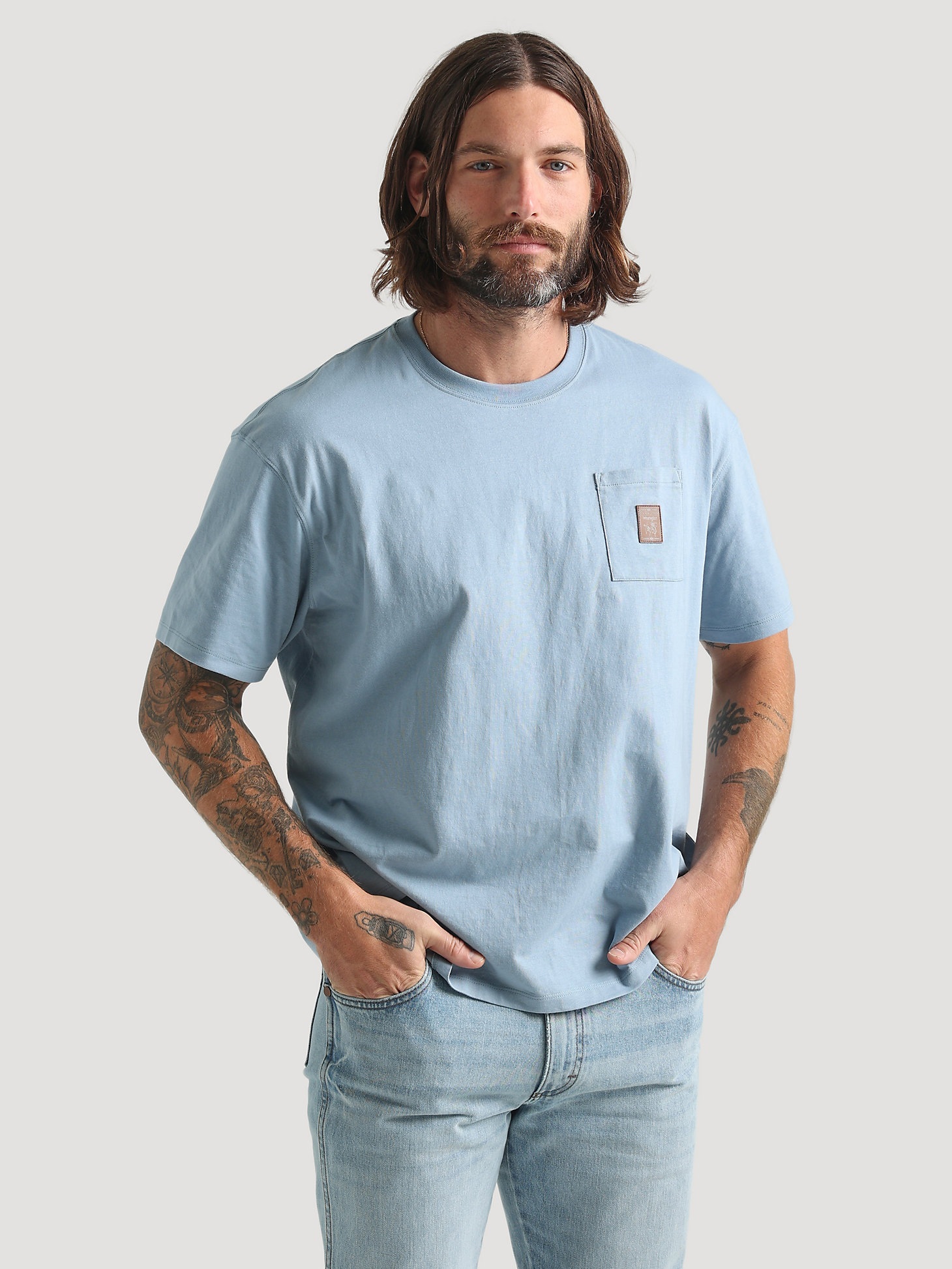Wrangler x Pendleton Men's Pocket T-Shirt in Faded Denim main view