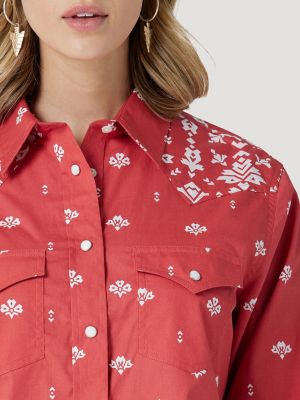 Women's Wrangler Retro Americana Bandana Western Snap Shirt