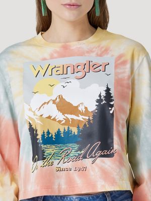 Women's Wrangler Retro Long Sleeve Tie Dye Cropped Graphic Tee