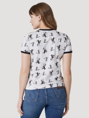 Women's Wrangler Cowgirl Cactus Ringer Tee