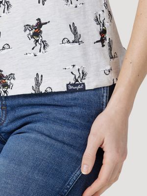 Women's Wrangler Cowgirl Cactus Ringer Tee