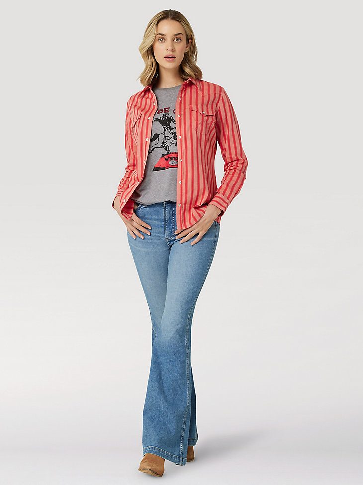 Women's Wrangler Retro Bold Stripe Western Snap Shirt