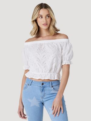 Women's Wrangler Americana Crop Peasant Blouse