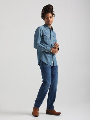 wrangler mens denim shirts