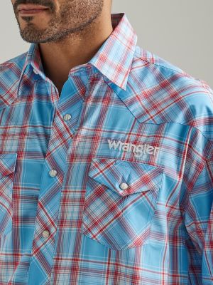 Men's Wrangler® Logo Long Sleeve Western Snap Print Shirt