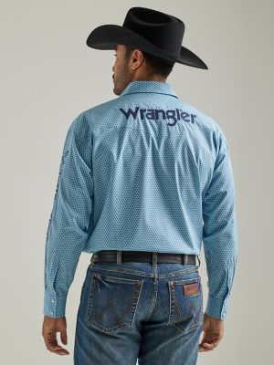 Men's Wrangler® Logo Long Sleeve Western Snap Shirt