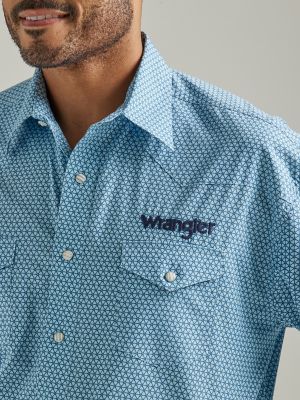 Wrangler Men's Logo Long Sleeve Print Shirt