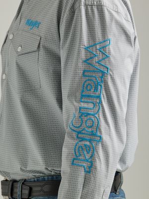Wrangler Men's Logo Long Sleeve Print Shirt