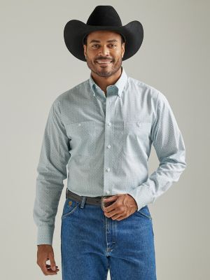 Men's George Strait Long Sleeve Two Pocket Button Down Print Shirt