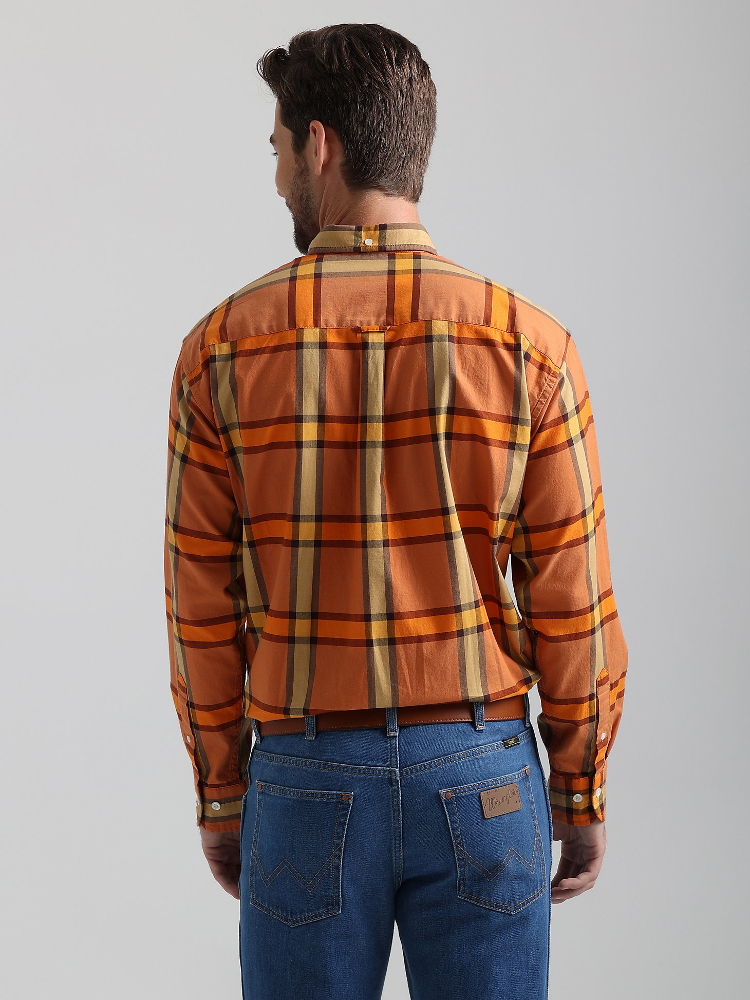 GANT x Wrangler Men's Plaid Oxford Shirt in Russet Orange alternative view 1