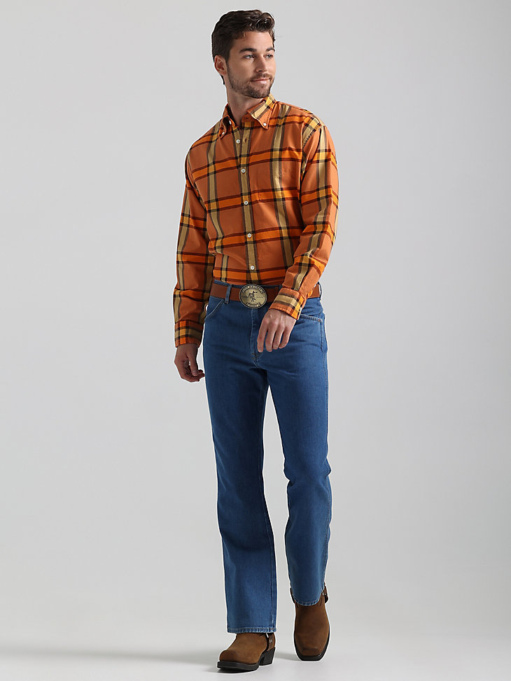 GANT Mens Plaid Oxford Shirt:Russet Orange:XS alternative view 5