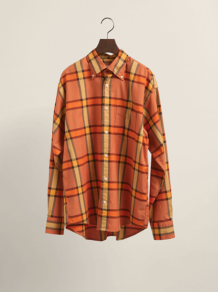 GANT Mens Plaid Oxford Shirt:Russet Orange:XS alternative view 6