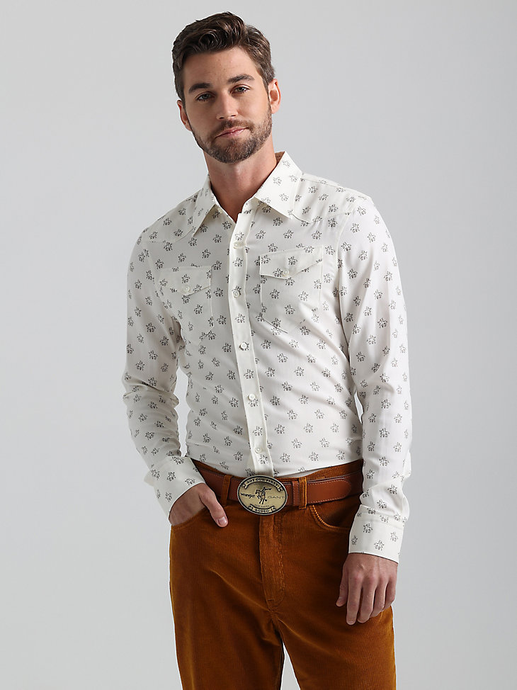 GANT x Wrangler Men's Silk Western Shirt in Cream alternative view 8