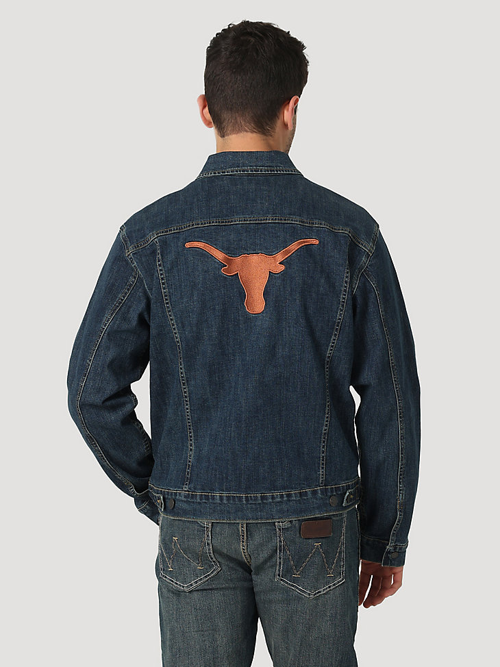 Men's Wrangler Retro Collegiate Embroidered Denim Jacket in University of Texas alternative view