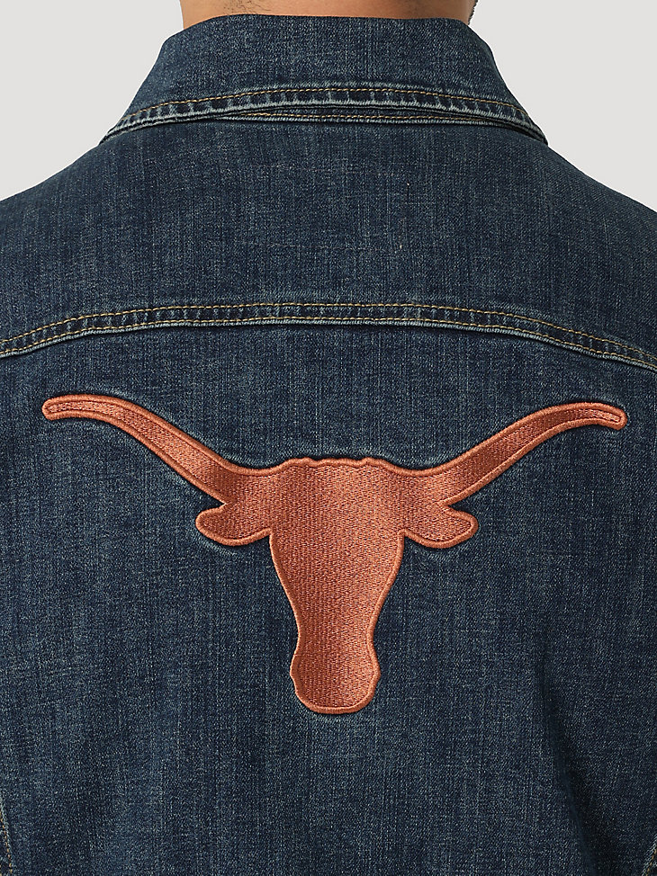 Men's Wrangler Retro Collegiate Embroidered Denim Jacket in University of Texas alternative view 3