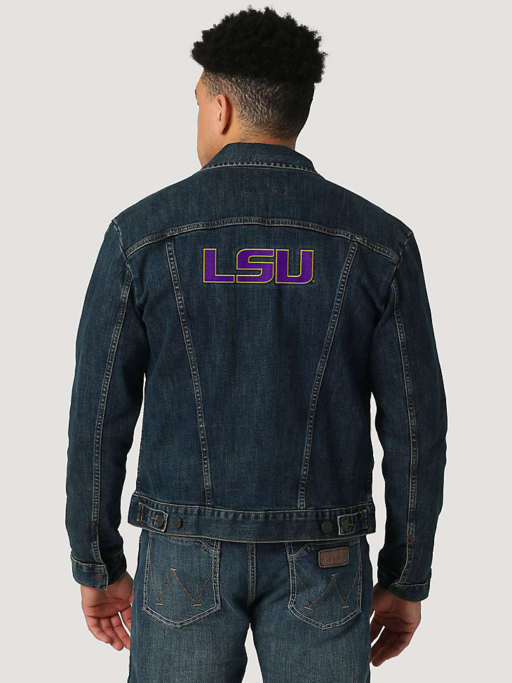 Men's Wrangler Retro Collegiate Embroidered Denim Jacket in Louisiana State University alternative view