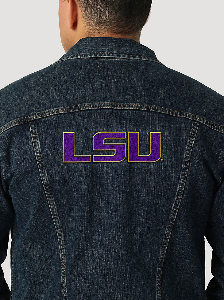 Men's Wrangler Retro Collegiate Embroidered Denim Jacket in Louisiana State University alternative view 2