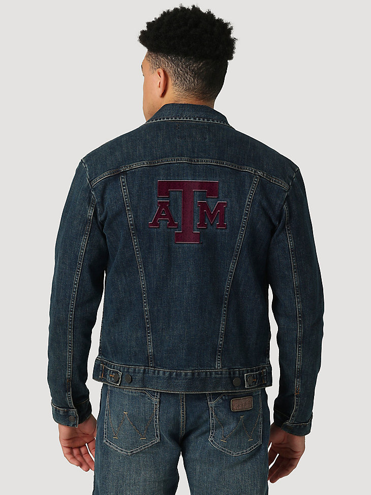 Men's Wrangler Retro Collegiate Embroidered Denim Jacket in Texas A&M alternative view