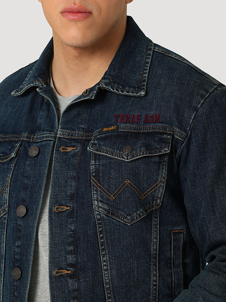Men's Wrangler Retro Collegiate Embroidered Denim Jacket in Texas A&M alternative view 2