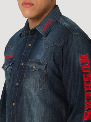 warp jacquard logos denim shirt