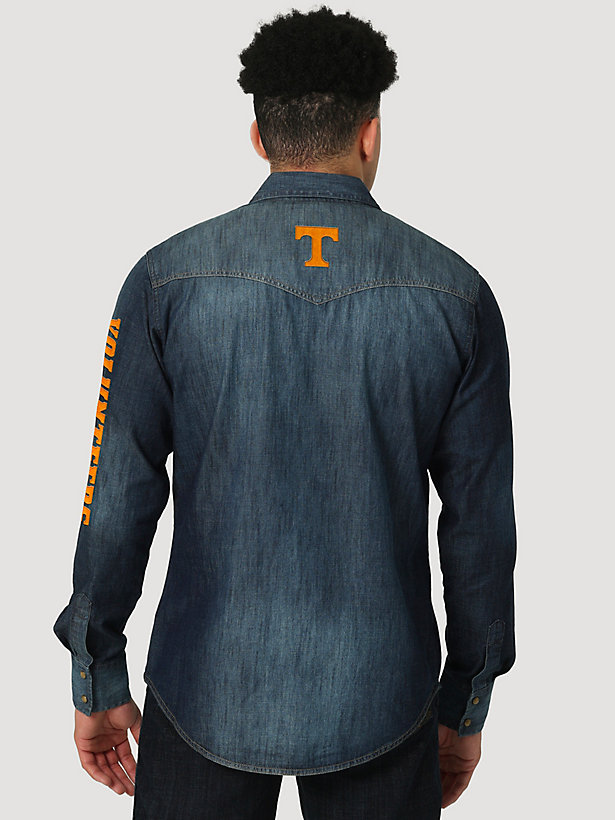Men's Wrangler Collegiate Denim Western Snap Shirt in University of Tennessee