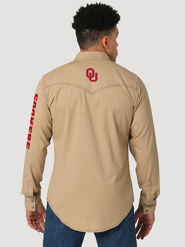 Wrangler Collegiate Embroidered Twill Western Snap Shirt in University of Oklahoma alternative view
