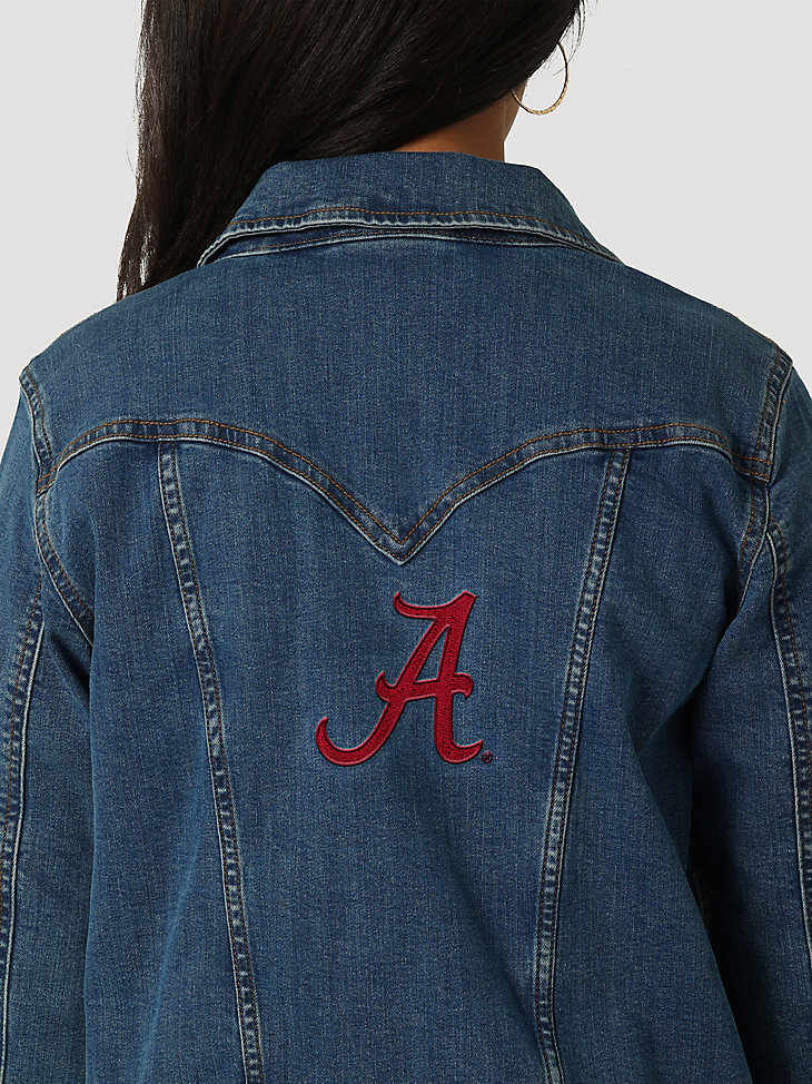 Women's Wrangler Collegiate Embroidered Classic Fit Denim Jacket in University of Alabama alternative view