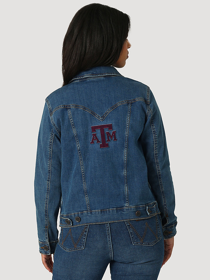 Women's Wrangler Collegiate Embroidered Classic Fit Denim Jacket in Texas A&M alternative view