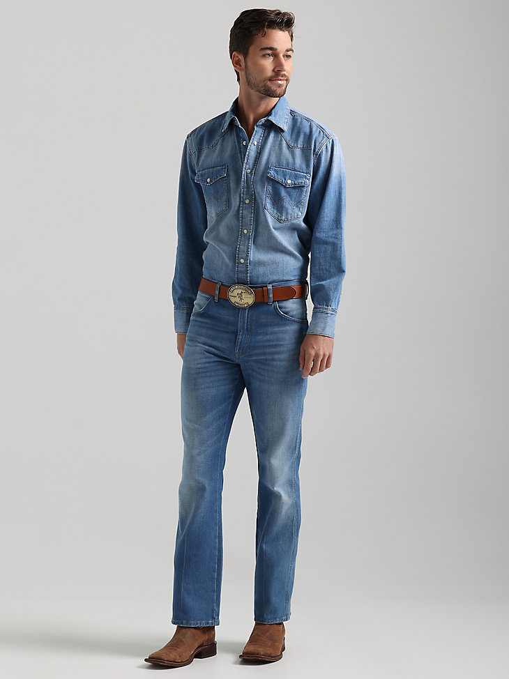 GANT x Wrangler Men's Denim Western Shirt in Mid Blue Vintage alternative view 8