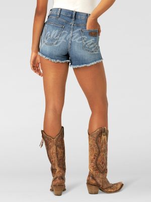 Women's Wrangler Retro Collegiate High Rise Cut-Off Denim Short in  University of Texas